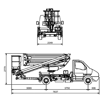 Podnośnik CTE ZED 25 HV wymiary na IVECO