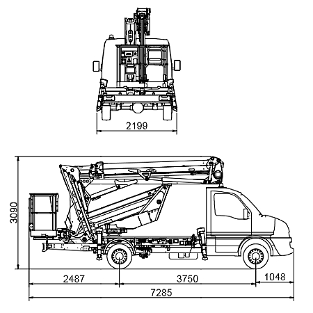 Podnośnik CTE ZETA 24 J wymiary na IVECO